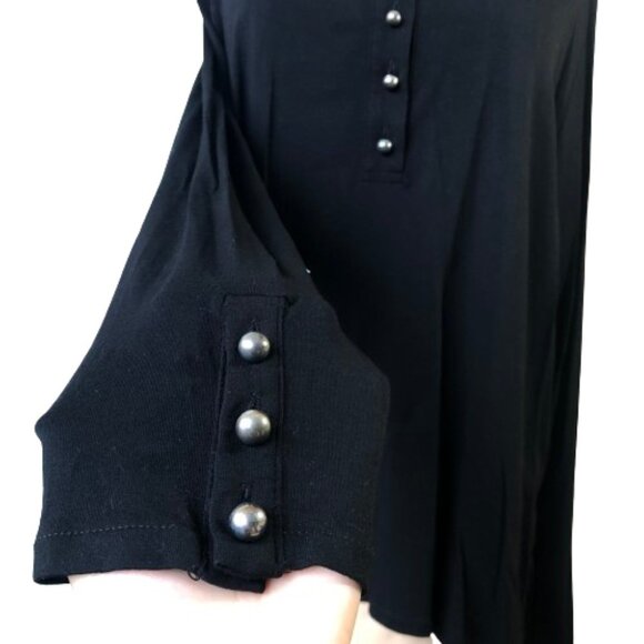 Marina Rinaldi black long long button collar T shirt style top tunic - Picture 6 of 13